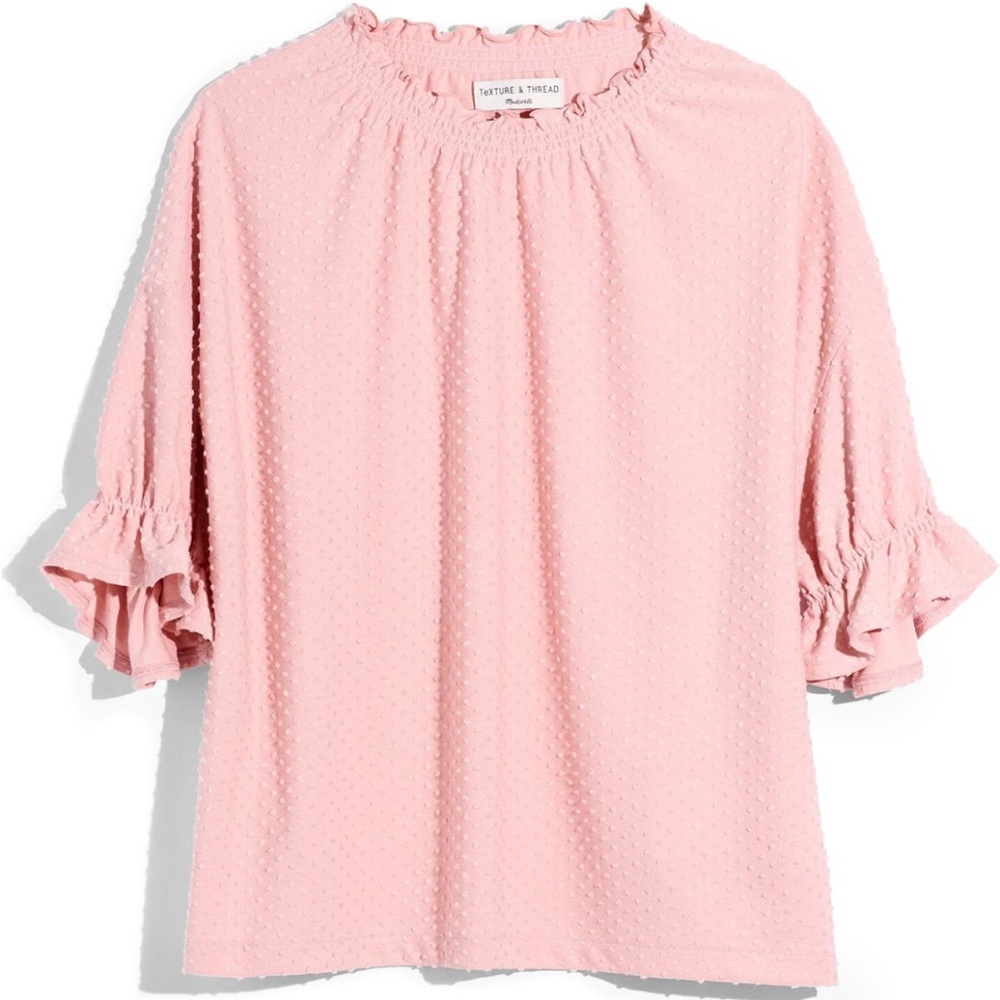 Madewell Texture & Thread Clip Dot Ruffle Top